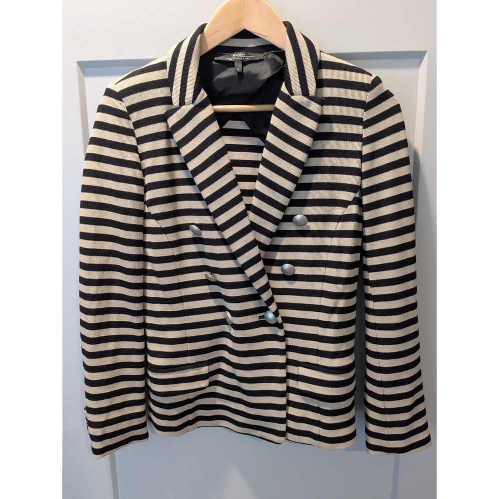 MaxMara Weekend Line Black Stripe Double Breasted‎ Blazer Jacket Size S